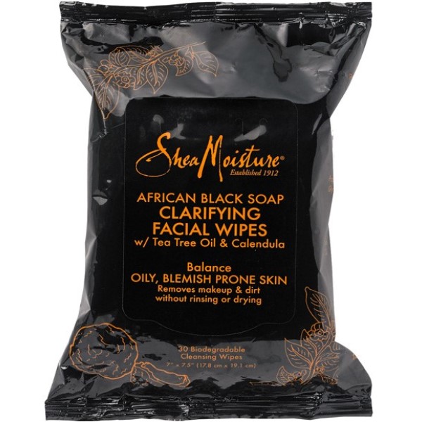 Shea Moisture African Black Soap Clarifying Facial Wipes 30 Cleansing